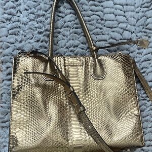 Michael Kors Gold Textured Snake Large Satchel